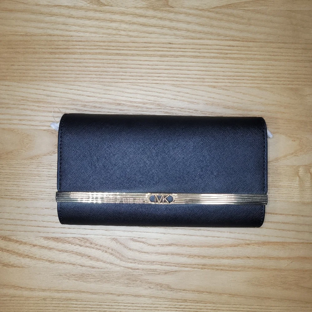 Michael Kors Black and‎ Gold Wristlet